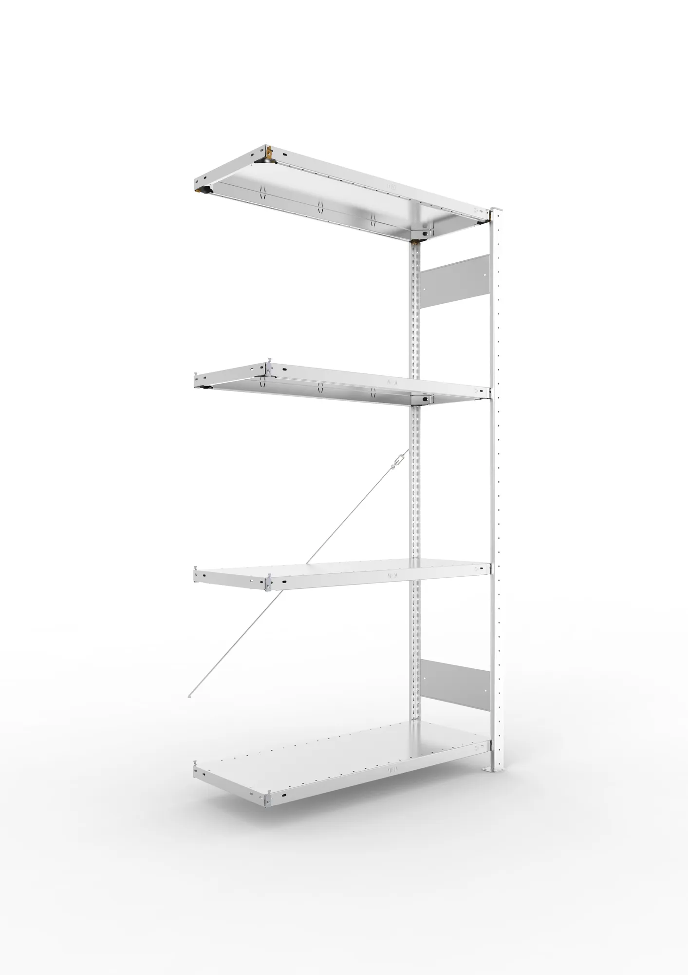 META CLIP SET | Fachbodenregal | Anbauregal | 2000 x 1000 x 400 mm | Fachlast 150 kg | 4 Ebenen | verzinkt