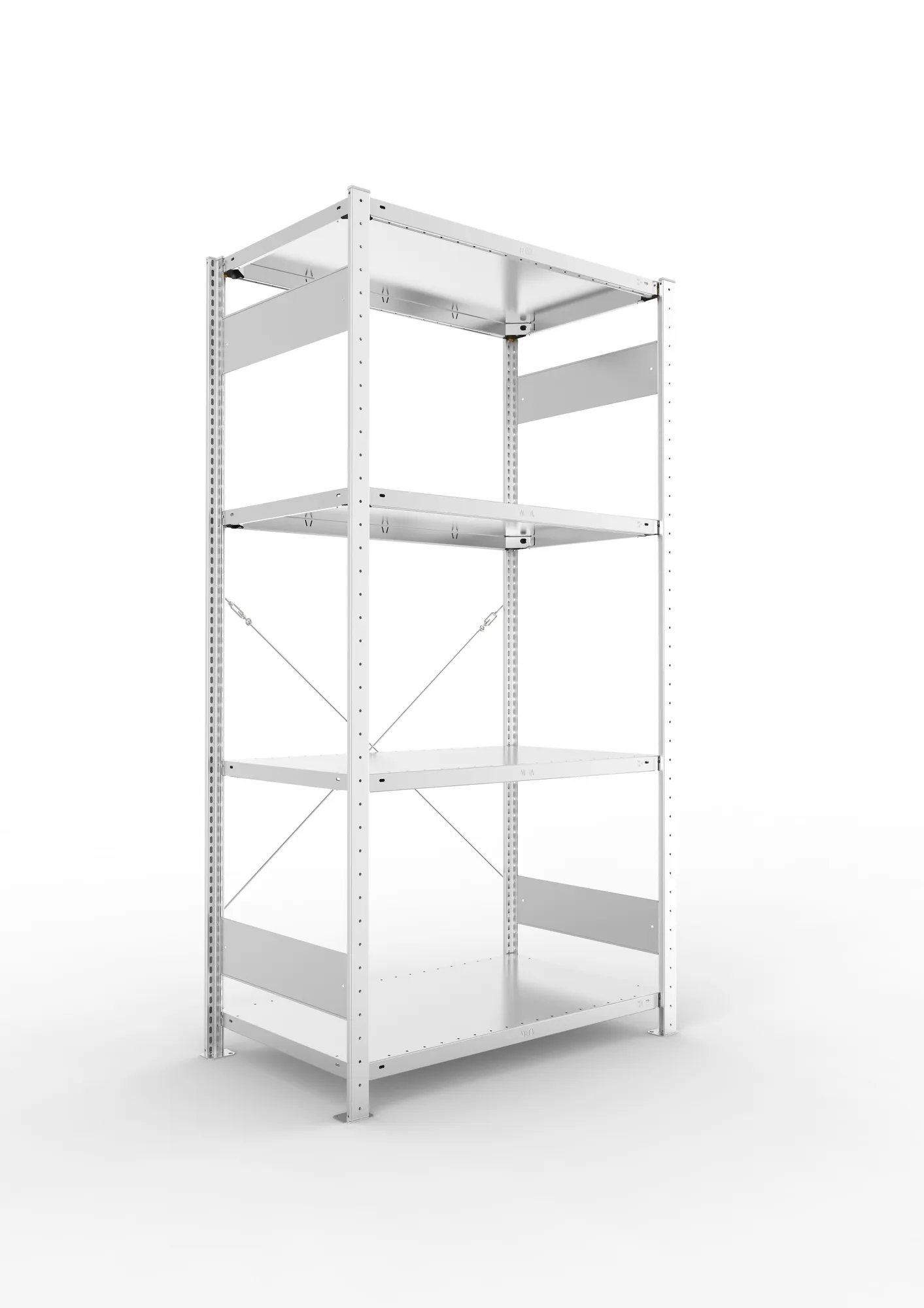META CLIP SET | Fachbodenregal | Grundregal | 2000 x 1000 x 600 mm | Fachlast 150 kg | 4 Ebenen | verzinkt