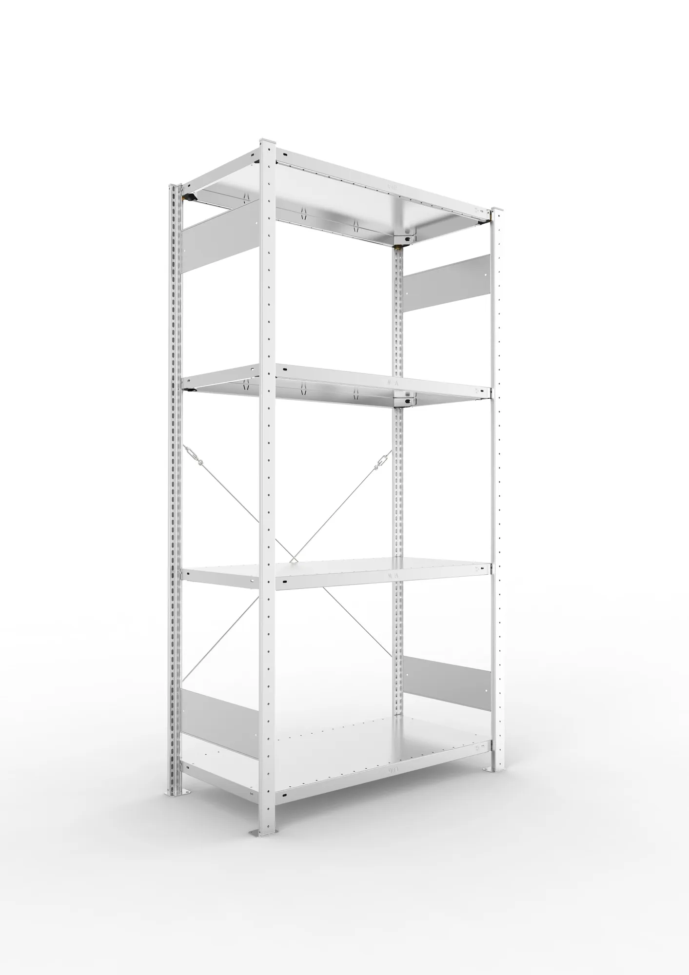 META CLIP SET | Fachbodenregal | Grundregal | 2000 x 1000 x 500 mm | Fachlast 150 kg | 4 Ebenen | verzinkt