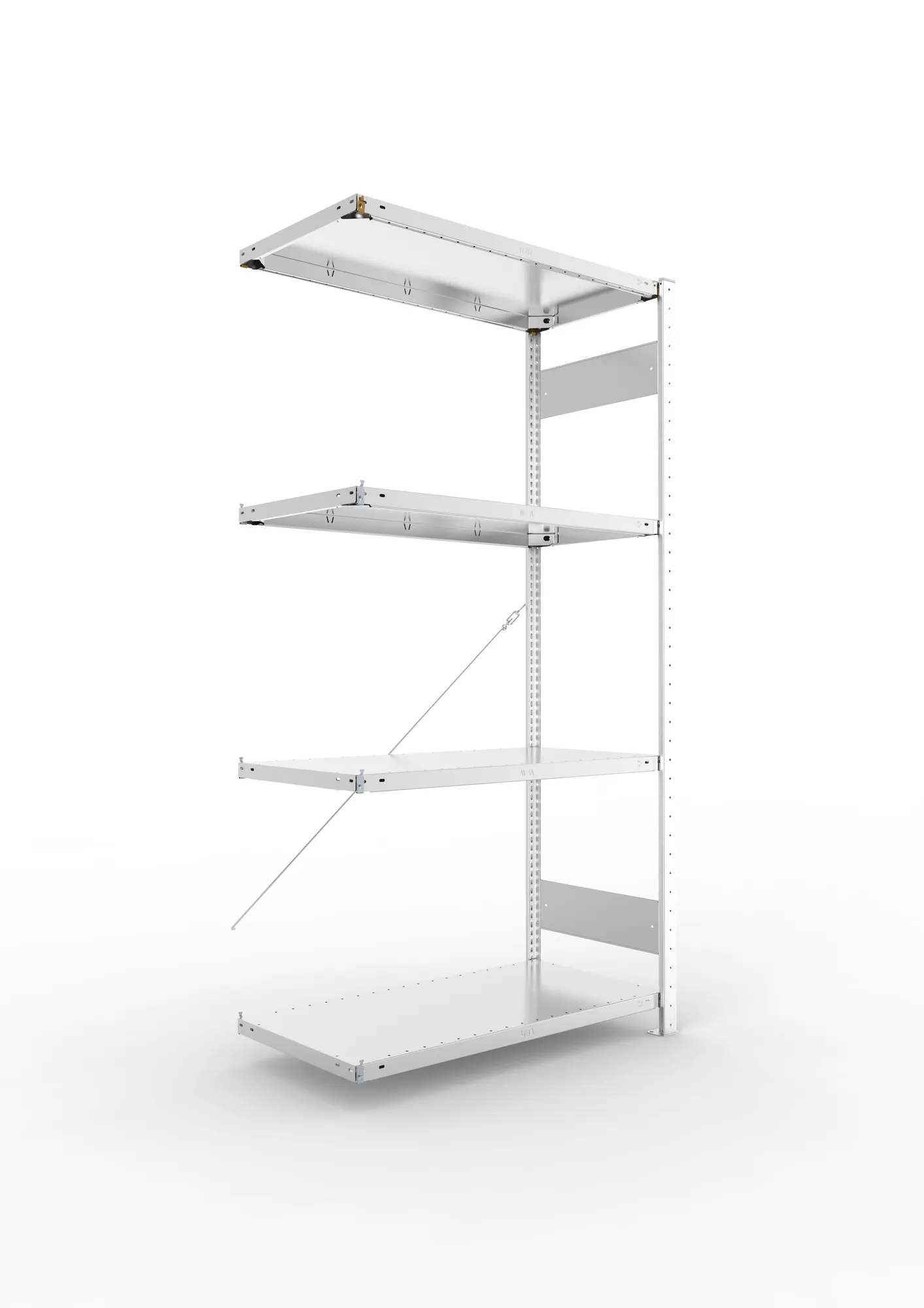 META CLIP SET | Fachbodenregal | Anbauregal | 2000 x 1000 x 500 mm | Fachlast 150 kg | 4 Ebenen | verzinkt