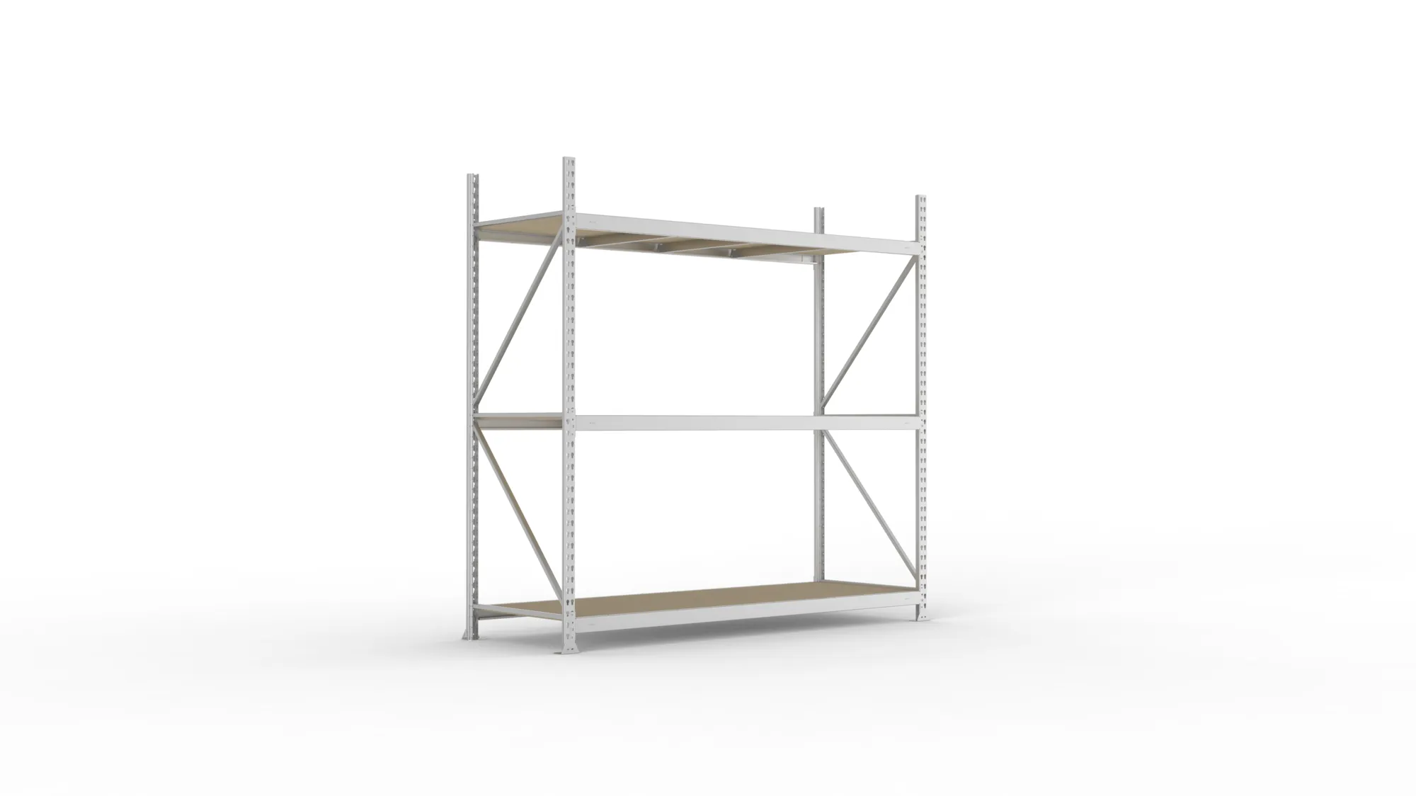 META MINI-RACK | Weitspannregal | Grundregal | 2200 x 2200 x 800 mm | Fachlast 600 kg | Spanplattenböden | 3 Ebenen